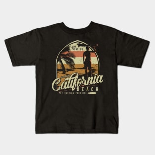 California Beach Surfer Lettering Kids T-Shirt